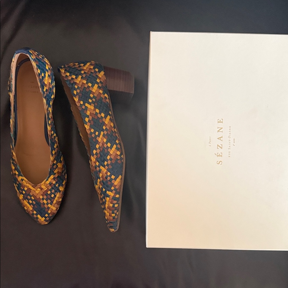 Sezane Women's Multicolor Woven Block Heel Pumps
